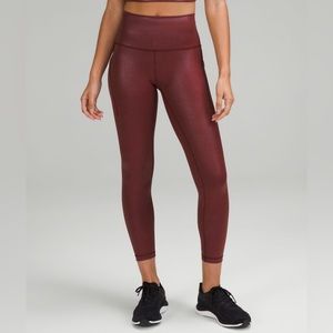 Lululemon Wunder Train Radiate Foil Print Red Merlot Leggings